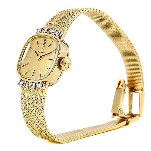 Omega Vintage Ladies 14k Yellow Gold Diamond Watch | SwissWatchExpo