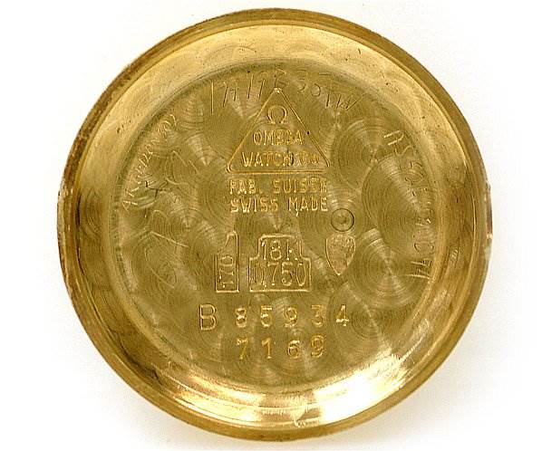 This image shows the inside case back of a Vintage Ladies Omega 7169 Women's Yellow Gold Champagne Dial 7169 Women's Yellow Gold Champagne Dial 18k Yellow Gold 7169 Watch.