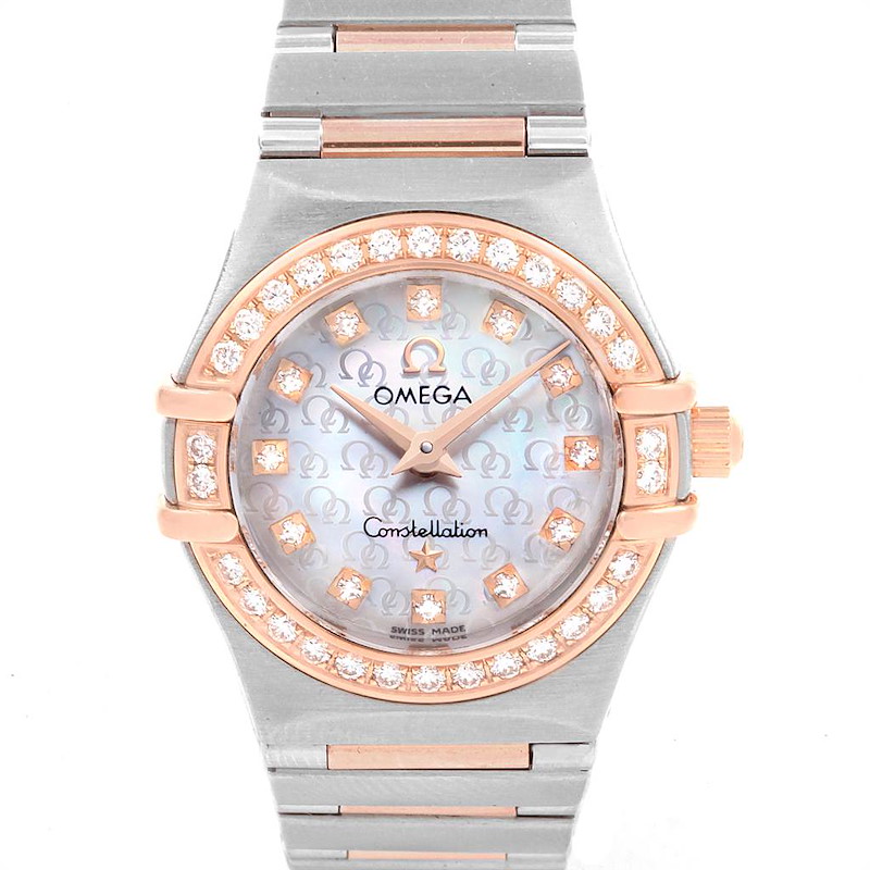 Omega Constellation 95 MOP Diamond Steel Rose Gold Ladies Watch 1360.75.00 SwissWatchExpo