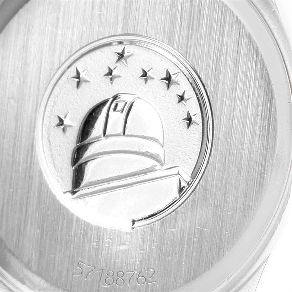 This image shows the back case of the Omega 1277.75.00 Women's Steel and Gold (two tone) Mother of Pearl Dial 1277.75.00 Women's Steel and Gold (two tone) Mother of Pearl Dial Constellation 95 Steel Yellow Gold MOP Diamond Watch 1277.75.00 model.