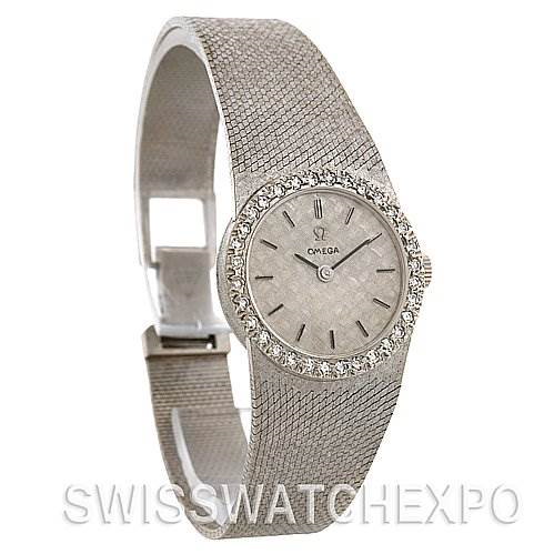 Omega Vintage Ladies 14k White Gold Diamond Watch SwissWatchExpo