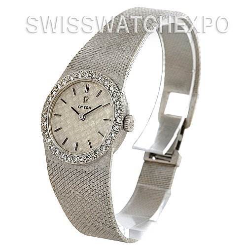 Omega Vintage Ladies 14k White Gold Diamond Watch