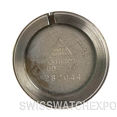 This image shows the interior case back of an Omega 7816 Women's White Gold Silver Dial 7816 Women's White Gold Silver Dial Vintage Ladies 14k White Gold Diamond Watch.