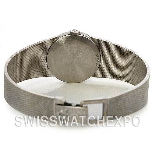 This image shows the back view and bracelet of the Vintage Ladies 14k White Gold Diamond Watch model by Omega 7816 Women's White Gold Silver Dial 7816 Women's White Gold Silver Dial.