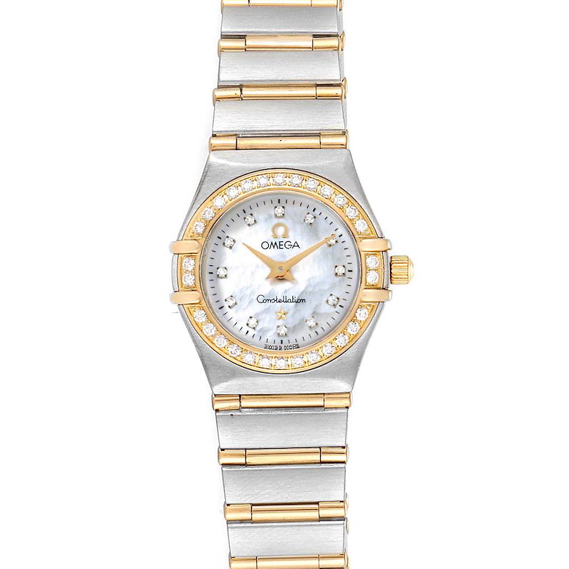 Omega Constellation Steel Yellow Gold MOP Diamond Ladies Watch 1267.75.00 SwissWatchExpo