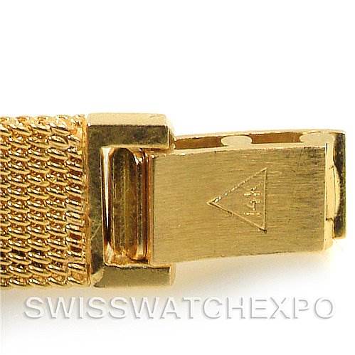 The image shows a close-up of the clasp on the bracelet of a Vintage Ladies 14k Yellow Gold Watch Made For Tiffany model by Omega Women's Yellow Gold Silver Dial Women's Yellow Gold Silver Dial.