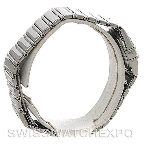 The image shows a side view of the bracelet of an Omega 1475.71.00 Women
s Stainless Steel Mother of Pearl Dial 1475.71.00 Women
s Stainless Steel Mother of Pearl Dial Constellation My Choice Ladies Quartz Small Watch 1475.71.00.