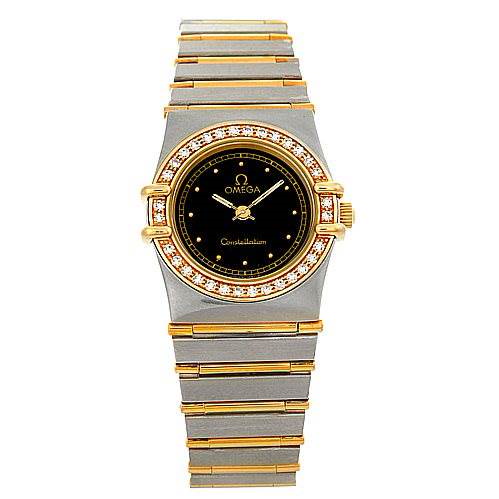 Omega Two-Tone Ladies Diamond Bezel Watch with Black Dial 425.38.34.20.51.001 Omega DeVille Ladymatic Black Diamond  main image 4