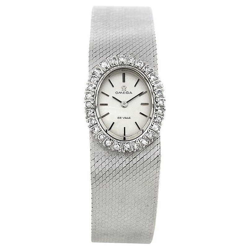 Omega white gold and diamond ladies watch best sale