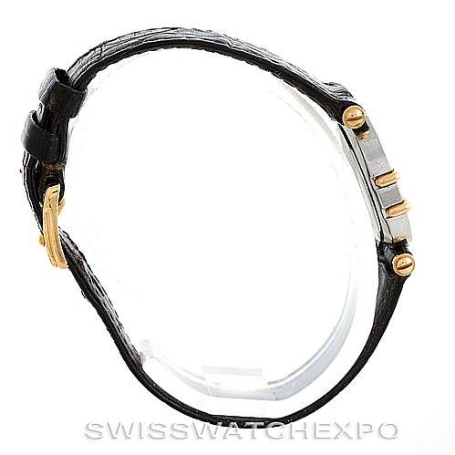 The image shows a side view of the Omega Women
s Steel and Gold (two tone) Champagne Dial Women
s Steel and Gold (two tone) Champagne Dial Constellation Steel and Gold Ladies Watch, highlighting the side profile, strap, and clasp.