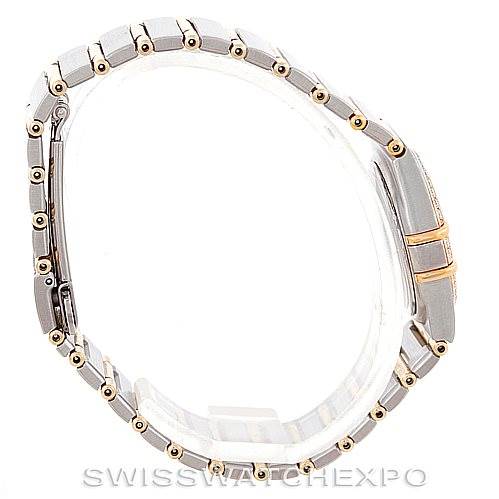 The image shows the side view of the Omega 123.25.24.60.55.003 Women
s Steel and Gold (two tone) Mother of Pearl Dial 123.25.24.60.55.003 Women
s Steel and Gold (two tone) Mother of Pearl Dial Constellation My Choice Steel Gold Diamond Watch 123.25.24.60.55.003, highlighting the bracelet.