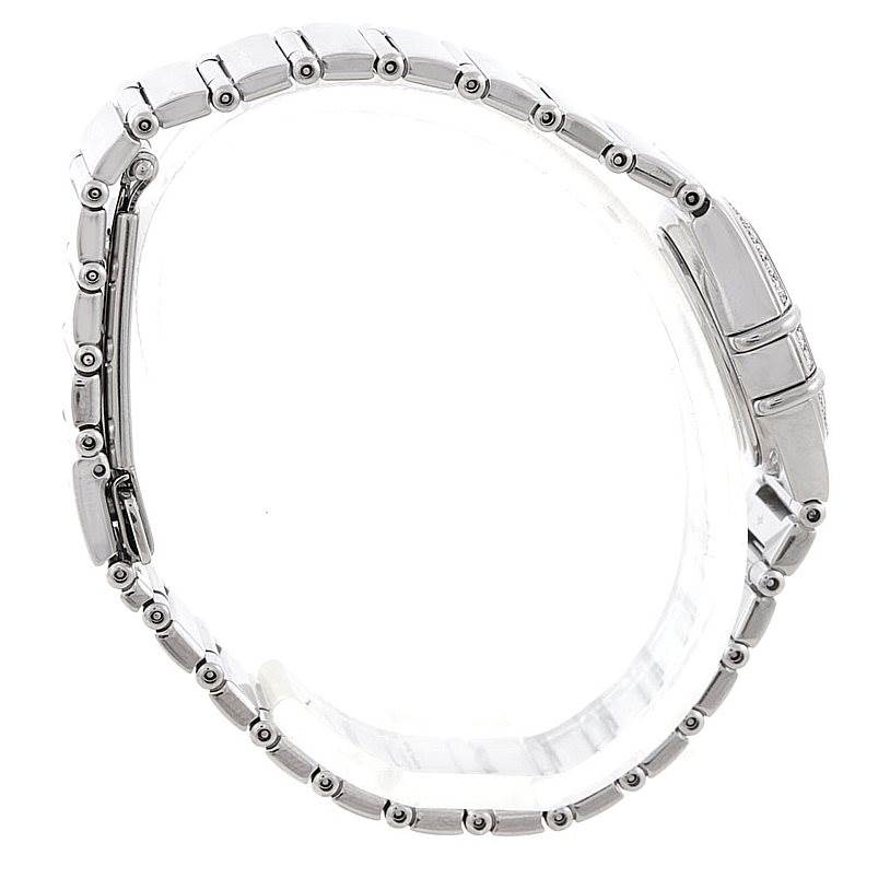 The image shows the side view of the band and clasp of the Omega 1465.71.00 Women
s Stainless Steel Mother of Pearl Dial 1465.71.00 Women
s Stainless Steel Mother of Pearl Dial Constellation My Choice Ladies Diamond Mini Watch 1465.71.00.
