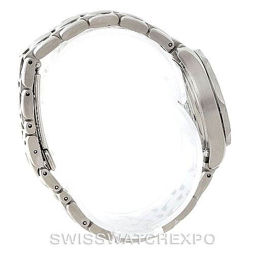 The image shows a side view of the Omega 2224.80.00 Women's Stainless Steel Blue Dial 2224.80.00 Women's Stainless Steel Blue Dial Seamaster Professional 300M Ladies Watch 2224.80.00, focusing on the bracelet and case side.