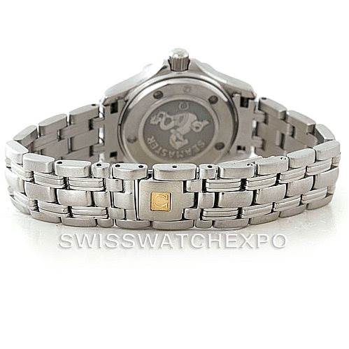 The image shows the back and bracelet of the Omega 2224.80.00 Women's Stainless Steel Blue Dial 2224.80.00 Women's Stainless Steel Blue Dial Seamaster Professional 300M Ladies Watch 2224.80.00.