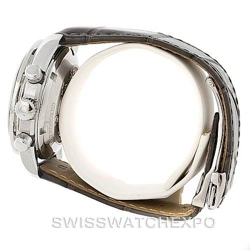 The image shows a side view of the Omega 324.33.38.40.06.001 Women's Stainless Steel Grey Dial 324.33.38.40.06.001 Women's Stainless Steel Grey Dial Speedmaster Ladies Watch 324.33.38.40.06.001 Unworn model, displaying the case and pushers.