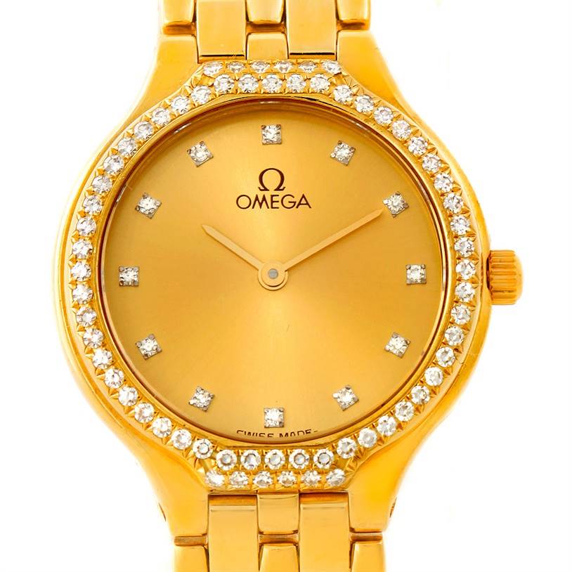 Omega DeVille Ladies 18K Yellow Gold Diamond Watch SwissWatchExpo