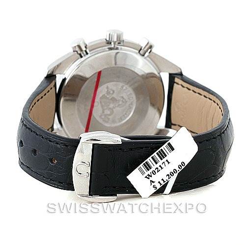 The image shows the back view of the Omega 3835.76.31 Women
s Stainless Steel Mother of Pearl Dial 3835.76.31 Women
s Stainless Steel Mother of Pearl Dial Speedmaster Ladies Diamond MOP Dial Watch 3835.76.31, highlighting the clasp and strap.