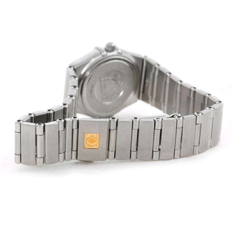 The image shows the back view and bracelet of the Omega 1466.71.00 Women
s Stainless Steel Mother of Pearl Dial 1466.71.00 Women
s Stainless Steel Mother of Pearl Dial Constellation 95 My Choice Ladies Mini Watch 1466.71.00.