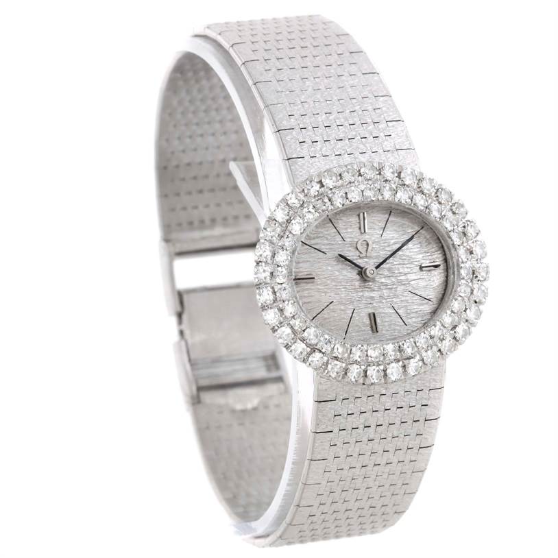 Omega Vintage Ladies 18k White Gold 2 ct Diamond Cocktail Watch ...