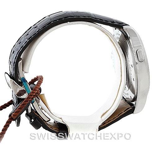 This image shows a side view of the Zenith 03.1260.4021/21.C505 Men's Stainless Steel Silver Dial 03.1260.4021/21.C505 Men's Stainless Steel Silver Dial Grande Class Reserve De Marche Dual Time Watch 03.0520.683/01.C492, highlighting its case and strap.