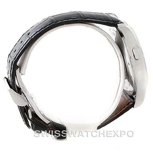 The image shows a side view of the Zenith 03.1260.4021/21.C505 Men's Stainless Steel Silver Dial 03.1260.4021/21.C505 Men's Stainless Steel Silver Dial Grande Class Reserve De Marche Dual Time Watch 03.0520.683/01.C492, highlighting the strap and case sides.