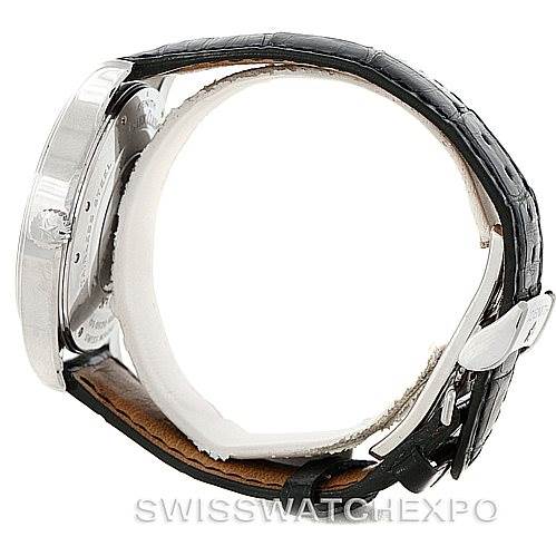 The Zenith 03.1260.4021/21.C505 Men's Stainless Steel Silver Dial 03.1260.4021/21.C505 Men's Stainless Steel Silver Dial Grande Class Reserve De Marche Dual Time Watch 03.0520.683/01.C492 is shown from a side angle highlighting the case and strap.