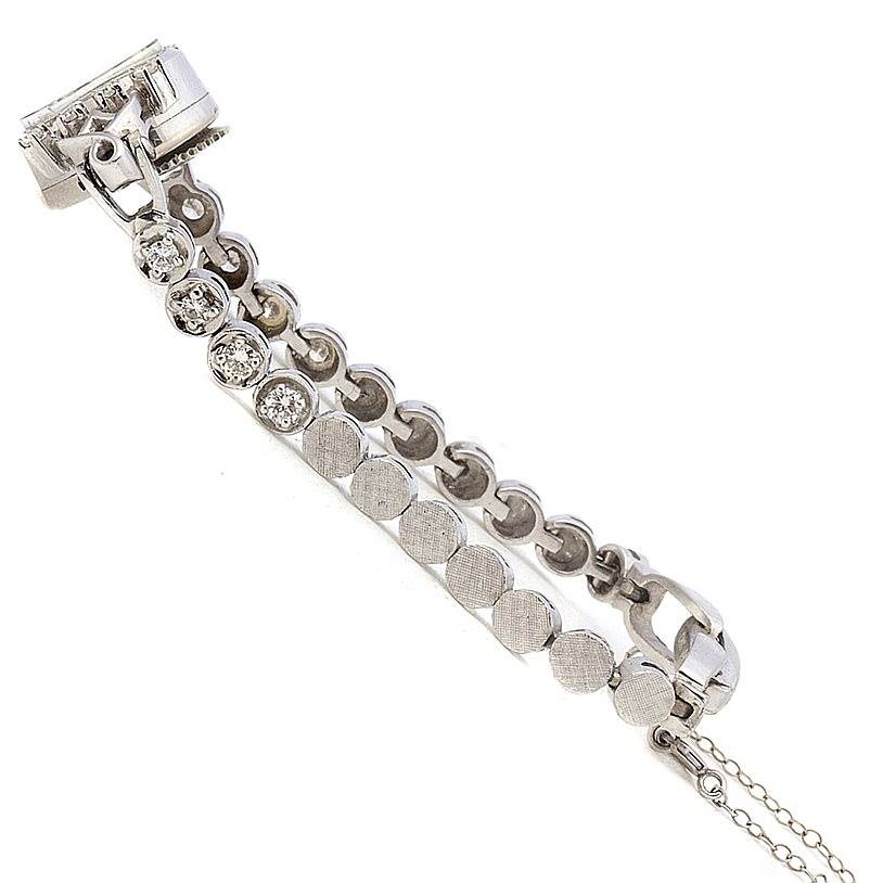 The image shows the band of the Vintage Ladies 14k w Gold Diamonds Watch model by Longines Women's White Gold Silver Dial Women's White Gold Silver Dial, viewed from the side.