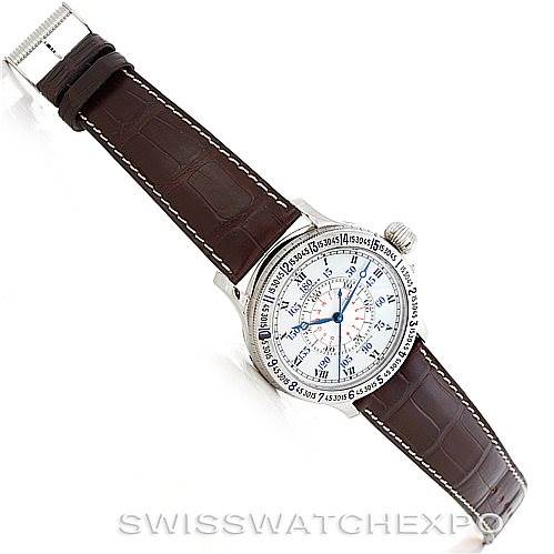 The image shows a Longines L2.678.4.11.0 Men's Stainless Steel Silver Dial L2.678.4.11.0 Men's Stainless Steel Silver Dial Heritage Lindberg Hour Angle Men's Watch L2.678.4.11.0 at an angled top-down view with a full view of the watch and strap.