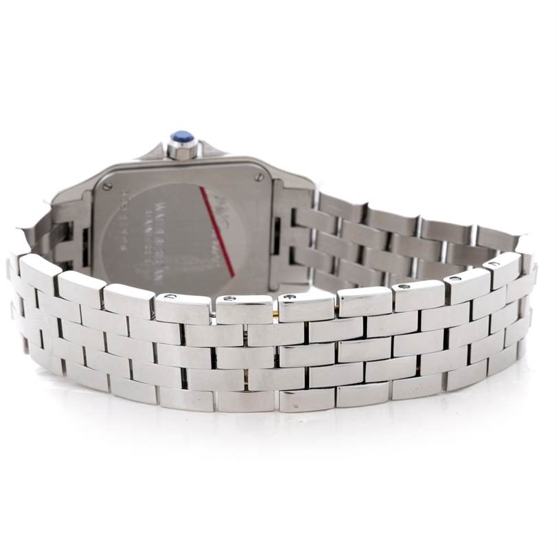 The image shows the back view and metal bracelet of the Cartier Santos Demoiselle W25065Z5 Women
s Stainless Steel Silver Dial W25065Z5 Women
s Stainless Steel Silver Dial watch.