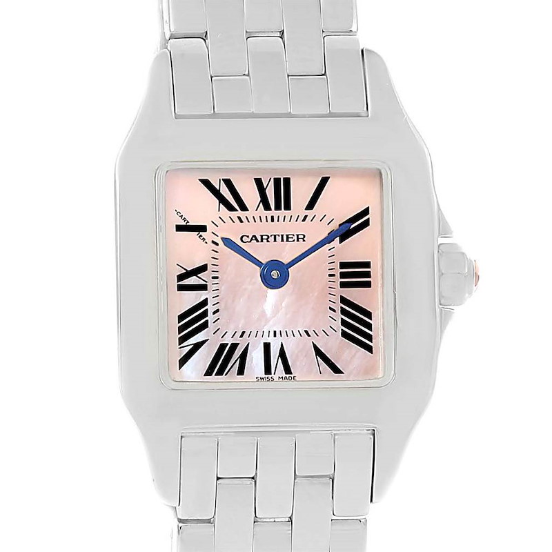 Cartier Santos Demoiselle Pink MOP Dial Steel Ladies Watch W25075Z5 SwissWatchExpo