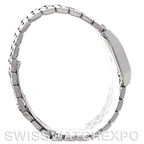 The image shows a side view of the Cartier Santos Demoiselle W25064Z5 Women's Stainless Steel Silver Dial W25064Z5 Women's Stainless Steel Silver Dial watch, highlighting the bracelet and case thickness.