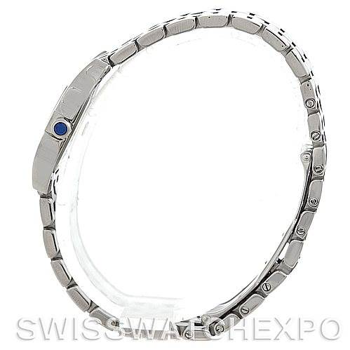 This image shows a side view of the band from a Cartier Santos Demoiselle W25064Z5 Women's Stainless Steel Silver Dial W25064Z5 Women's Stainless Steel Silver Dial watch, highlighting the metal links and clasp.
