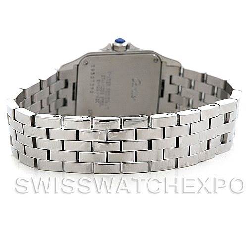This image shows the back view of the Santos Demoiselle watch by Cartier, highlighting the bracelet and case back.
