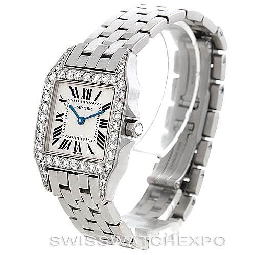 Cartier Santos Demoiselle Steel Diamond Midsize Watch W25065Z5 SwissWatchExpo