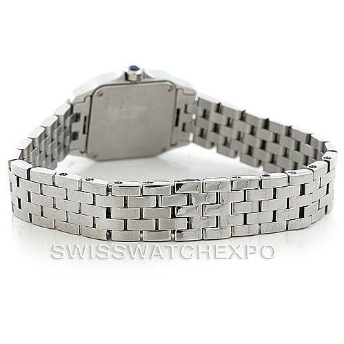The image shows the back view of the Cartier Santos Demoiselle W25064Z5 Women's Stainless Steel Silver Dial W25064Z5 Women's Stainless Steel Silver Dial watch, highlighting the bracelet and case back.