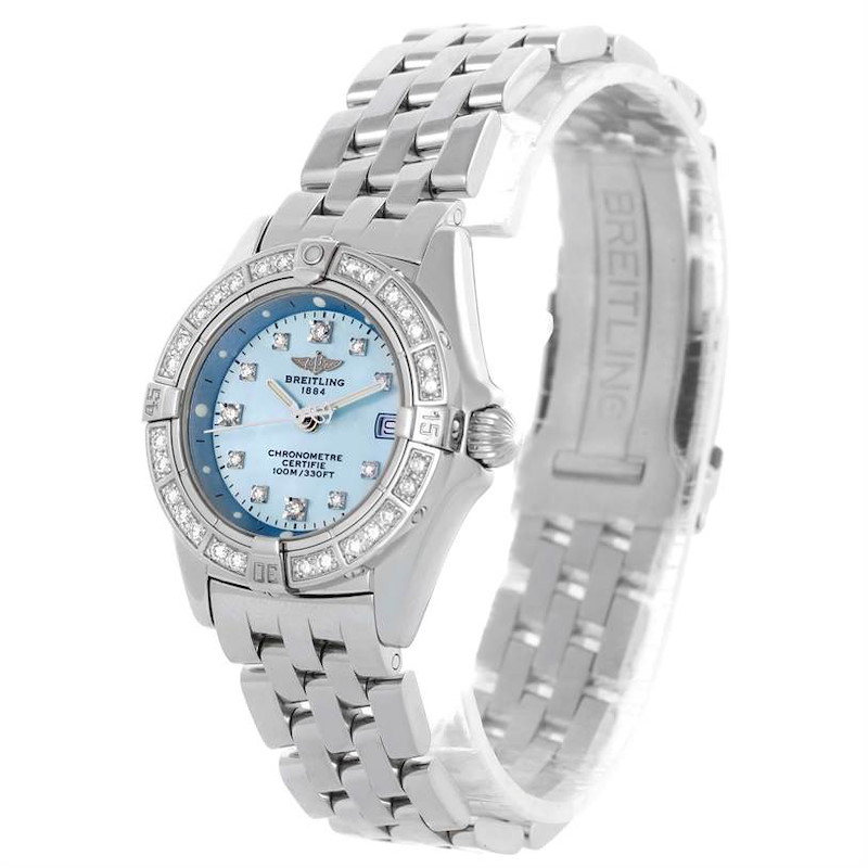 Breitling Callisto Ladies Blue Mother of Pearl Diamond Watch A72345 SwissWatchExpo