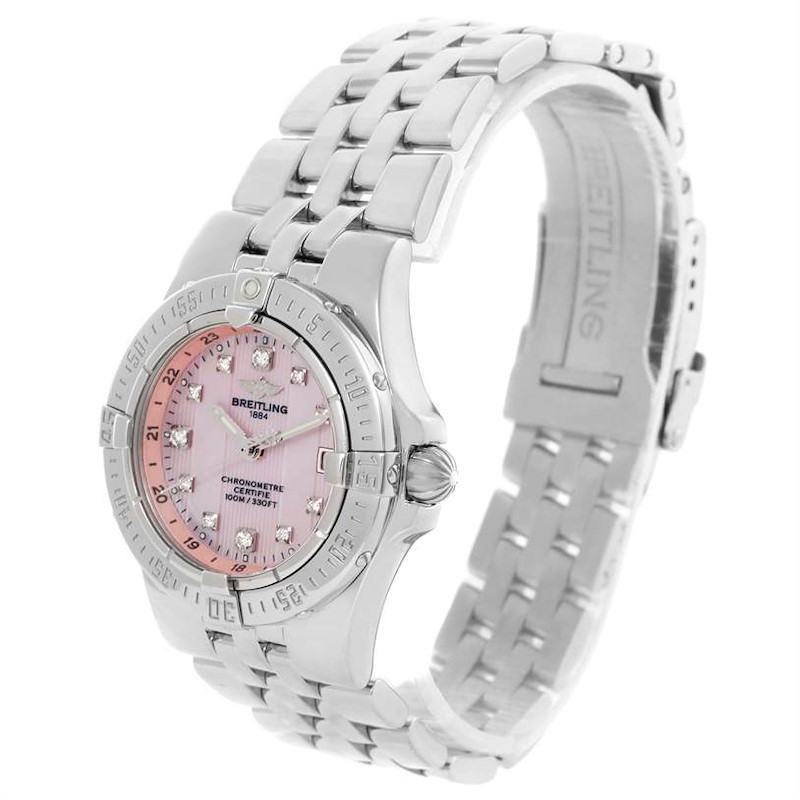 Breitling Starliner Ladies Pink Mother of Pearl Diamond Watch A71340 SwissWatchExpo