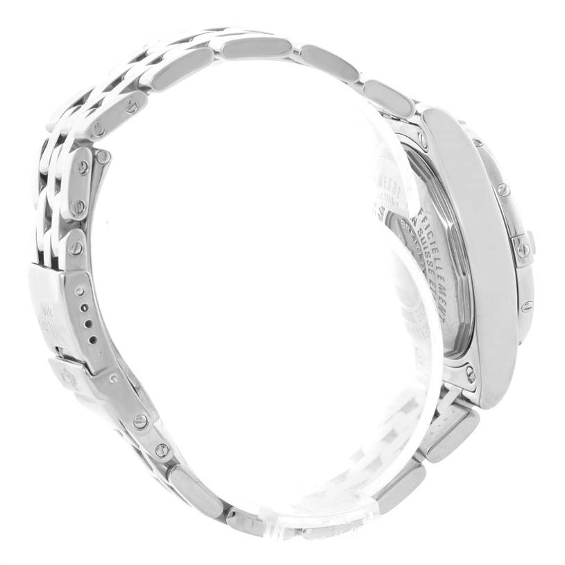 The image shows a side view of the Breitling A71340 Women's Stainless Steel Mother of Pearl Dial A71340 Women's Stainless Steel Mother of Pearl Dial Starliner Ladies Mother of Pearl Diamond Watch A71340, highlighting the bracelet and case back.