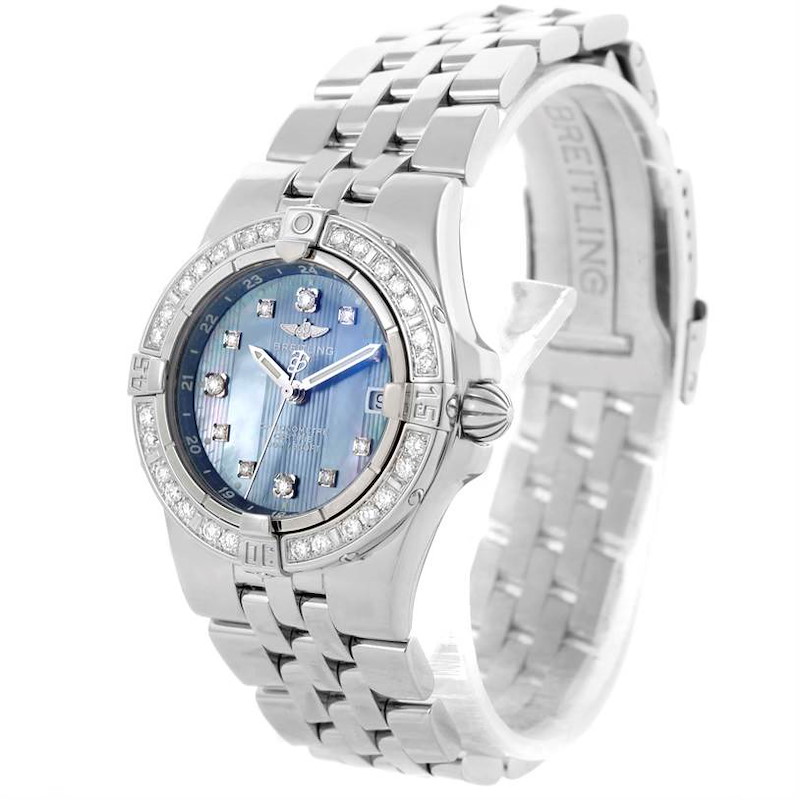 Breitling Starliner Ladies Blue Mother of Pearl Diamond Watch A71340 SwissWatchExpo