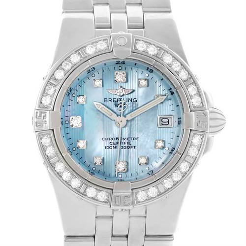 Photo of Breitling Starliner Ladies Blue Mother of Pearl Diamond Watch A71340