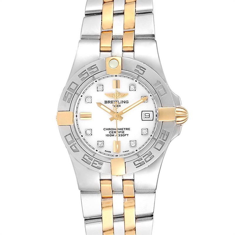 Breitling Galactic 30 Ladies Steel 18K Yellow Gold Diamond Watch B71340 SwissWatchExpo