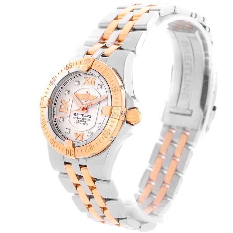 Breitling Galactic 30 Ladies Steel 18K Rose Gold Diamond Watch C71340 SwissWatchExpo