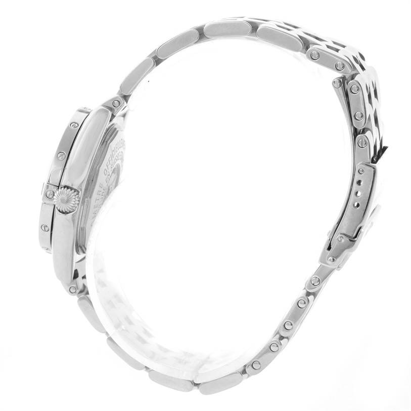 The image shows a side view of the Breitling A72345 Women's Stainless Steel Mother of Pearl Dial A72345 Women's Stainless Steel Mother of Pearl Dial Callisto Ladies Blue Mother of Pearl Diamond Watch A72345, highlighting the strap and case.