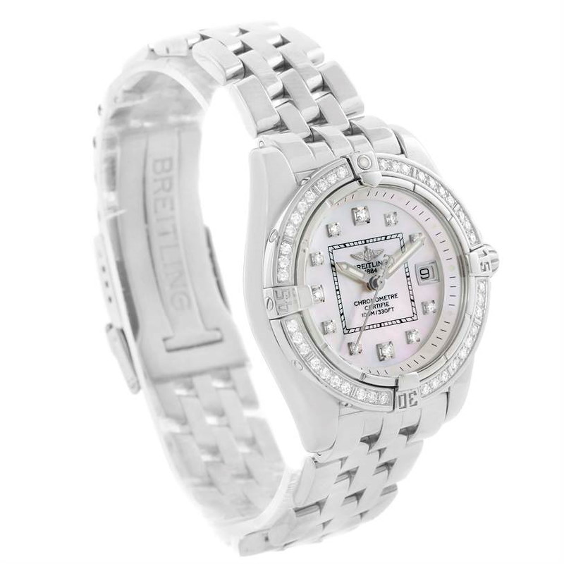 Breitling Windrider Cockpit Mother Pearl Diamond Womens Watch A71356 SwissWatchExpo