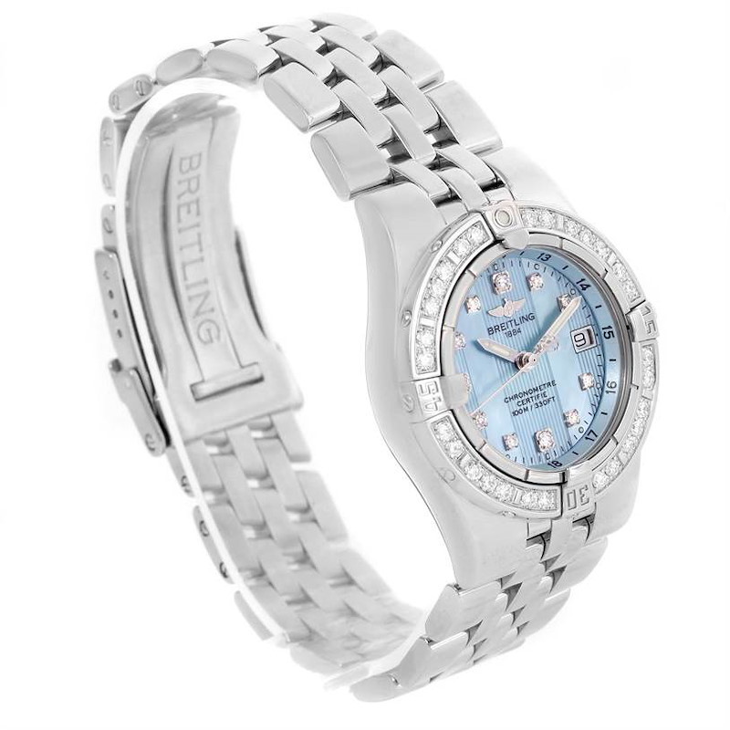 Breitling Starliner Mother of Pearl Diamond Watch A71340 Box Papers SwissWatchExpo