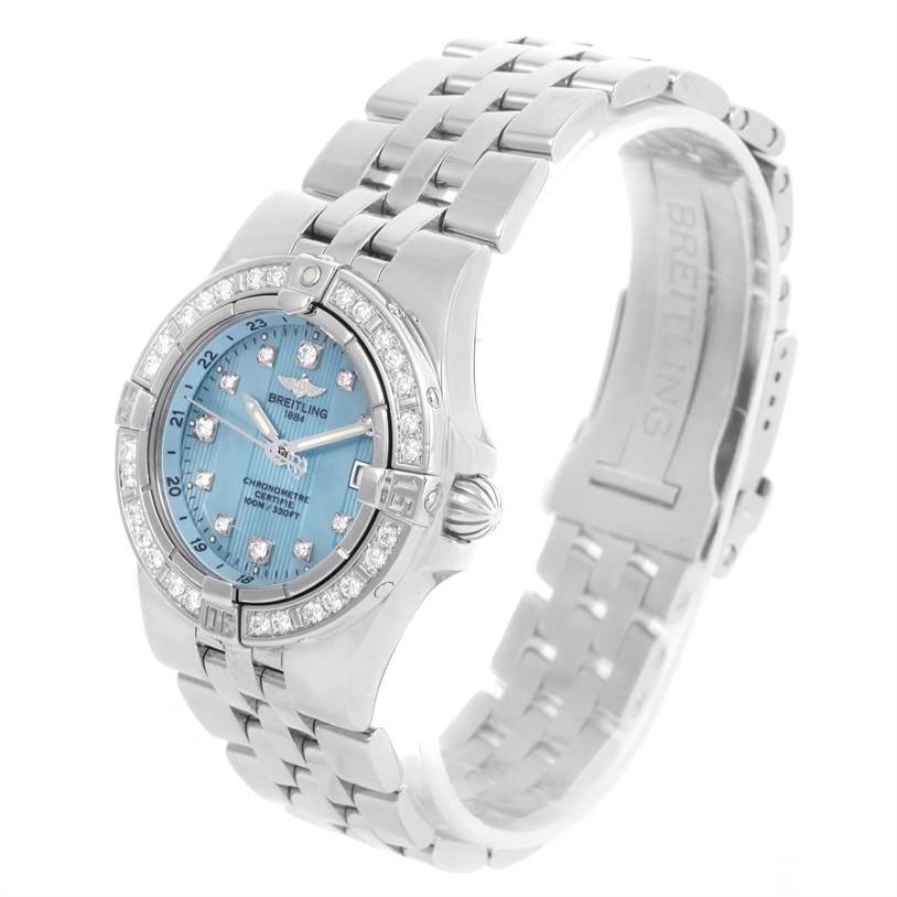 Breitling Starliner Mother of Pearl Diamond Watch A71340 Box Papers ...