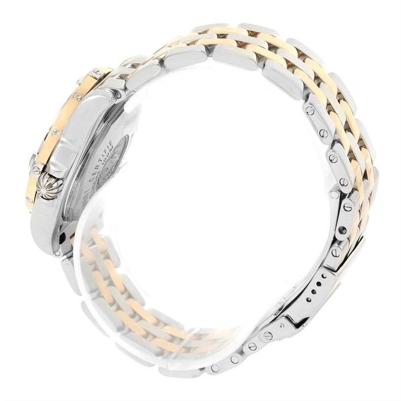 This image of the Breitling QUARTZ MOVEMENT Women's Stainless Steel Champagne Dial QUARTZ MOVEMENT Women's Stainless Steel Champagne Dial Cockpit Ladies Steel Yellow Gold Diamond Watch D71356 model shows a side view of the case and bracelet.