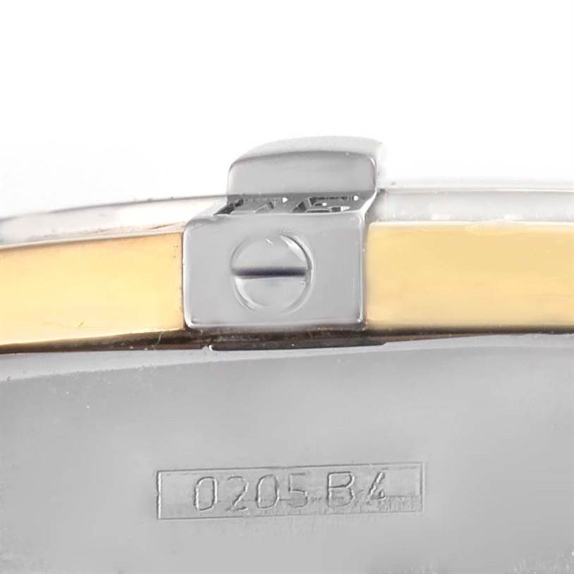 The image shows a close-up of the clasp and part of the bracelet of the Breitling QUARTZ MOVEMENT Women's Stainless Steel Champagne Dial QUARTZ MOVEMENT Women's Stainless Steel Champagne Dial Cockpit Ladies Steel Yellow Gold Diamond Watch D71356.