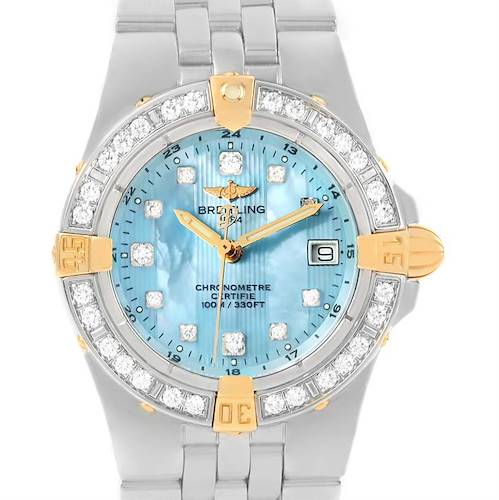 Photo of Breitling Starliner Steel Yellow Gold Blue MOP Diamond Watch B71340