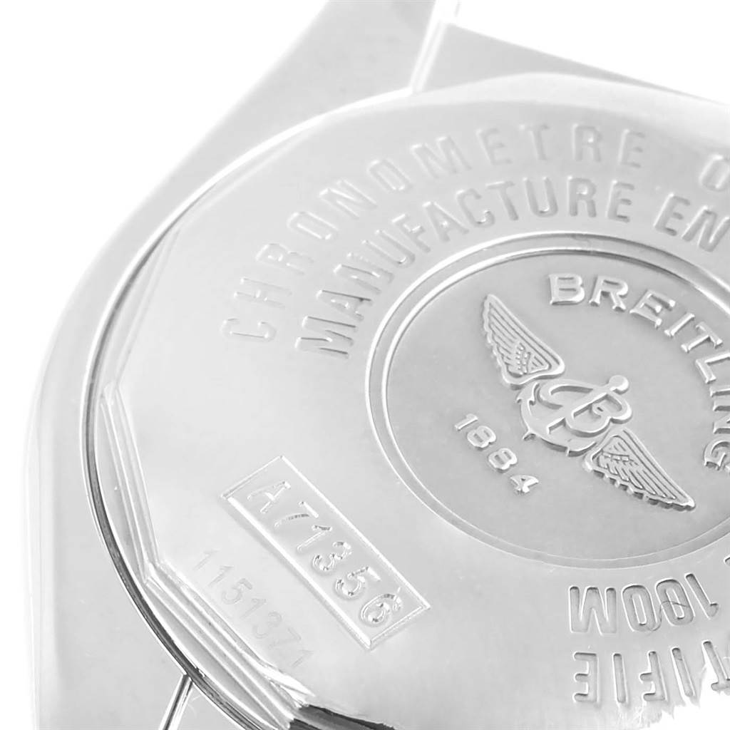 This image shows the back case of the Breitling A71356 Women's Stainless Steel Black Dial A71356 Women's Stainless Steel Black Dial Cockpit Black Dial Steel Diamond Ladies Watch A71356 model.